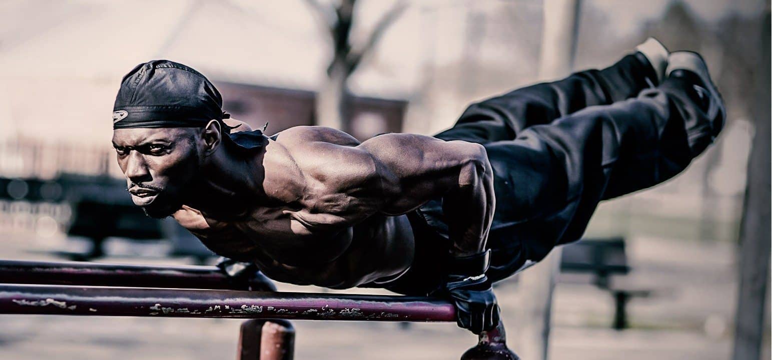 Hannibal For King at Street Workout Park doing Planche Pushups