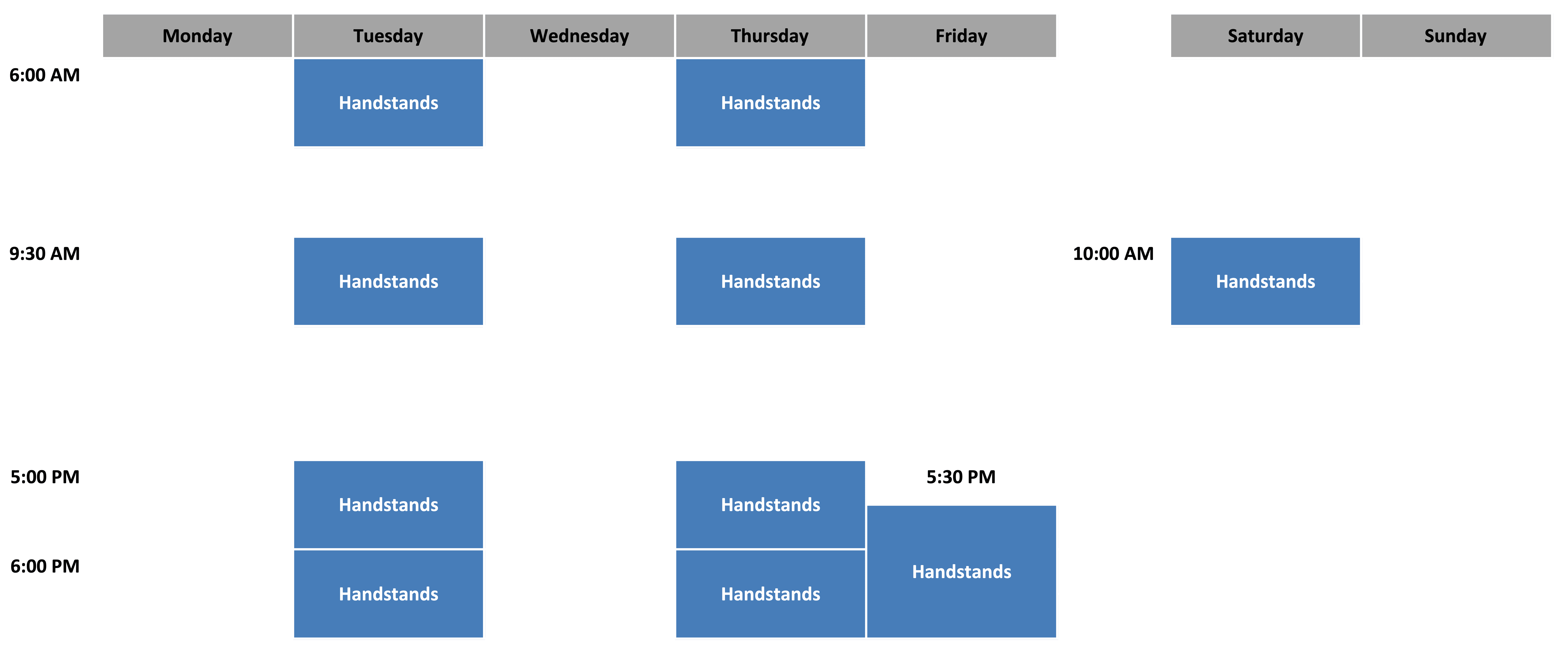 Class Schedule - September 2023 - Handstands