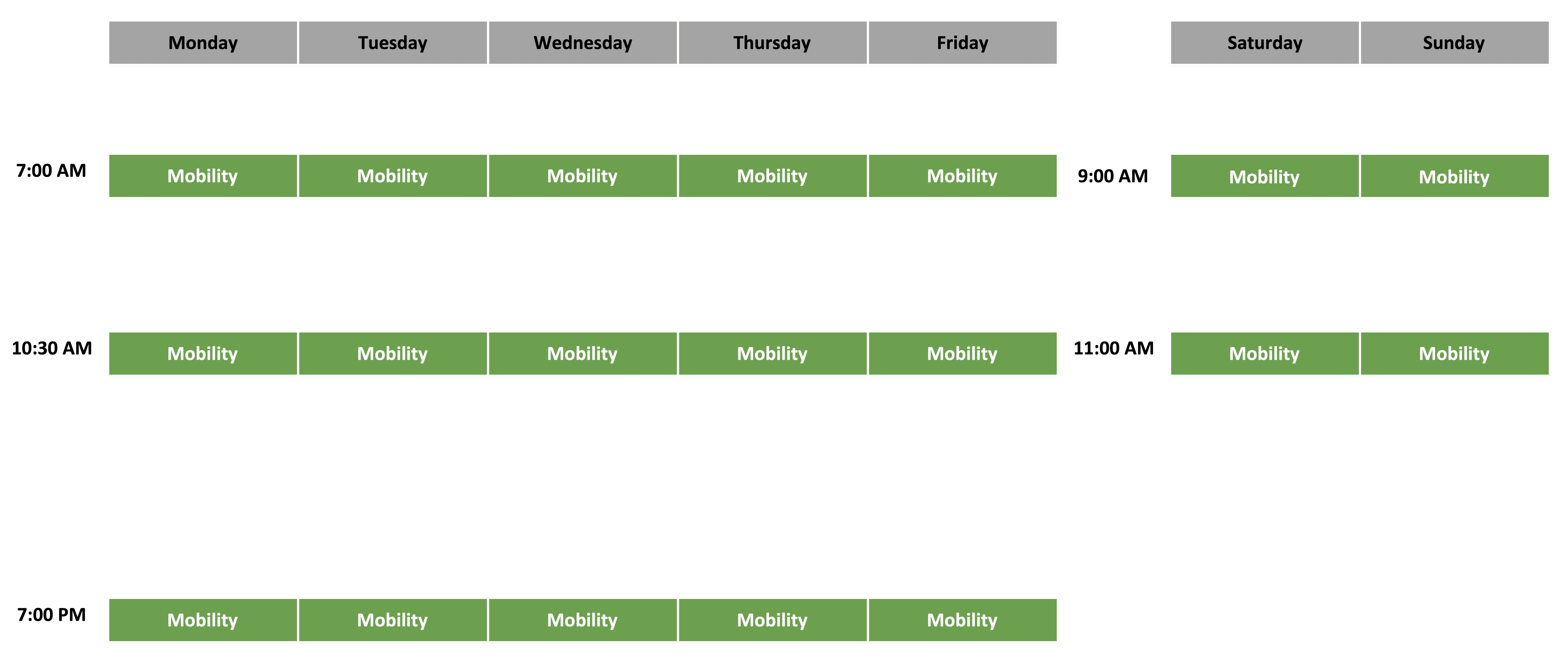 Class Schedule - September 2023 - Mobility
